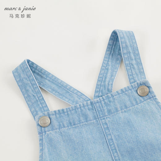 马克珍妮女童蝴蝶结大口袋牛仔背带裤儿童纯棉裤子春夏新款240628 商品图3