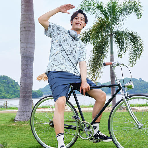 都市丽人都市锋尚舒适外出春夏睡衣男32支CVC单面家居服薄款短袖短裤男士套装FH42A6 商品图2