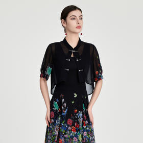 司歌中式短袖盘扣外披雪纺外套B891157y