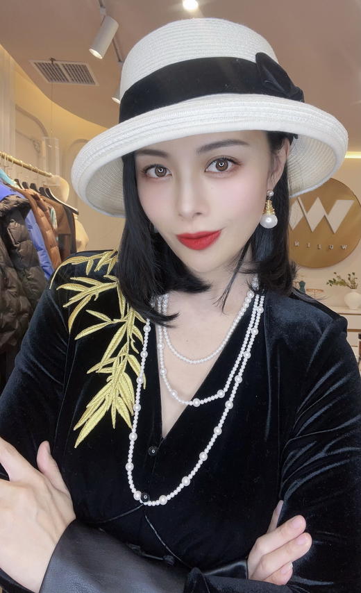 【雾境定制】黑金锦竹高级感新中式拼皮刺绣上衣外套  3203095 商品图8