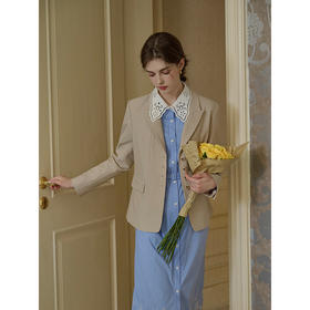 SimpleRetro通勤影像 优雅戗驳领西装外套女春法式修身小个子西服