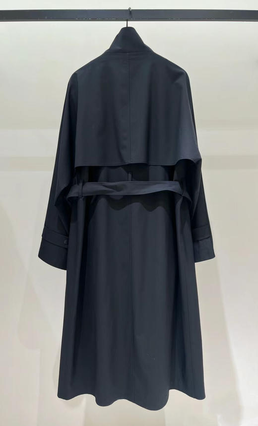 226-5自留 神秘优雅 小禾露珠系列 柔滑垂坠 自然防风雨 黑色立领风衣 商品图1