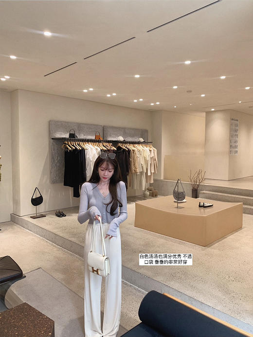 金蘑菇菇 梦中汤汤裤/铜氨丝舒适直筒拖地裤遮胯百搭休闲裤小个子 商品图2