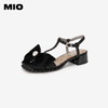 MIO米奥夏季拼色中跟凉鞋珍珠蝴蝶结俏皮通勤时装凉鞋女M243141604 商品缩略图2