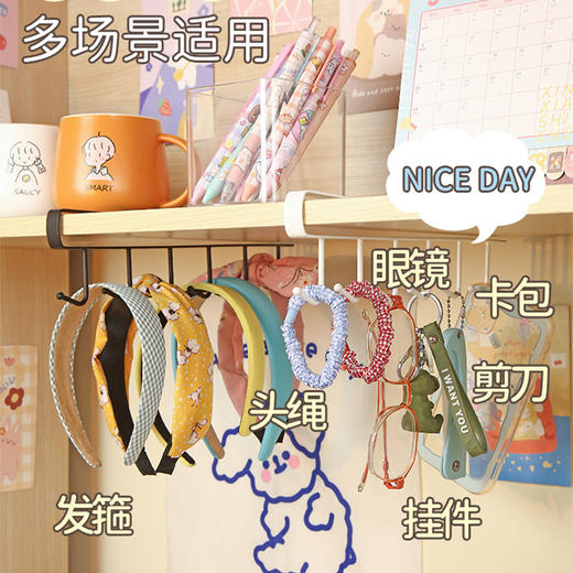 「9.9元包邮！多场景适用」门后长排挂钩包包挂架 ins宿舍收纳整理挂衣架壁挂置物架帽子收纳 商品图2