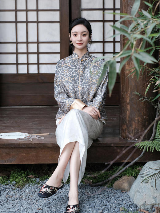 微瑕秒杀|  盛唐牡丹 |鹤鹿同春宋锦小立领外套[特价品](特殊商品不退不换) 商品图3