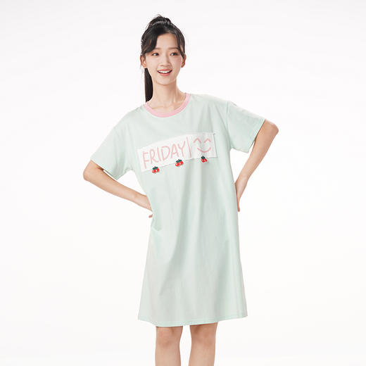 都市丽人生活家居春夏睡衣女32支CVC单面家居服薄款短袖裙女士睡裙LH46B7 商品图12