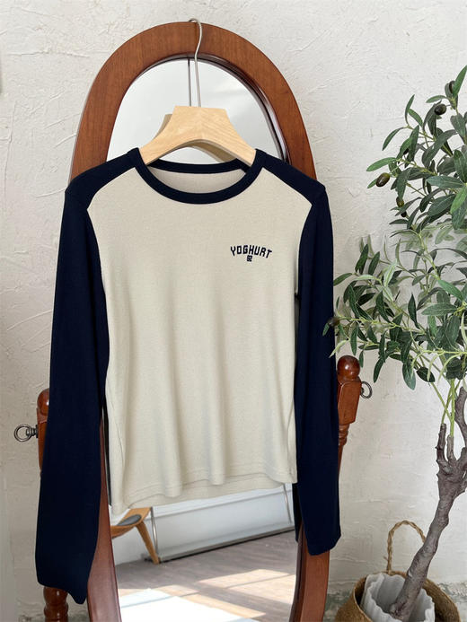 基础款撞色T恤 春款长袖T恤  时尚百搭 修身显瘦 韩国ins风 商品图3