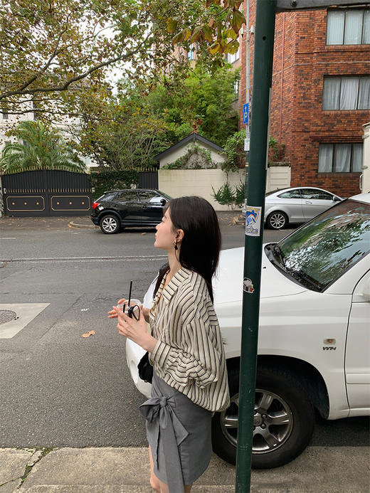 XS/S码 金蘑菇菇 满分休闲 夏日条纹版/ 条纹短袖工装裙裤甜酷少女套装 商品图4