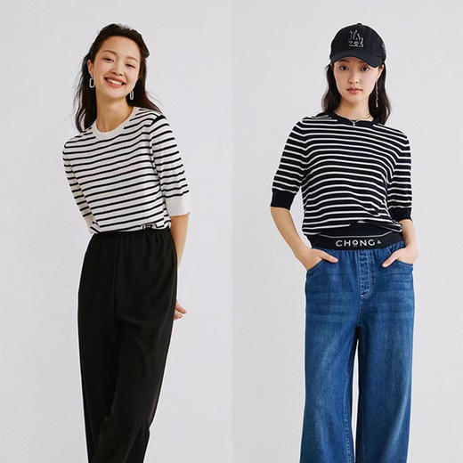 Basic Live条纹海魂针织衫 商品图1