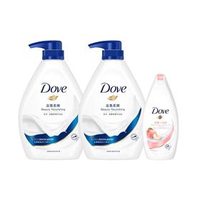多芬Dove 滋养柔嫩沐浴露1000ml x 2 + 桃悦水透沐浴露200g