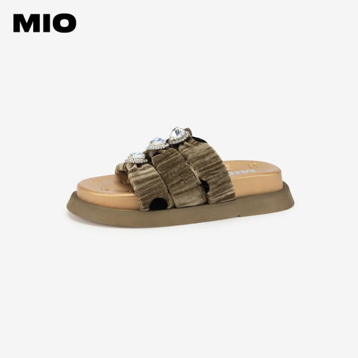 MIO米奥夏季女拖鞋柔软一字带式爱心彩钻舒适时髦一字拖M243132005 商品图4