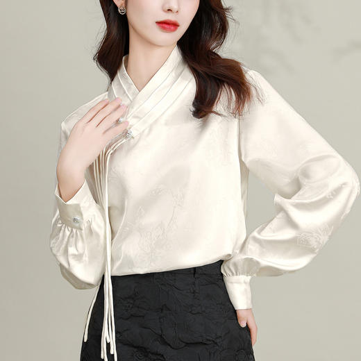 新中式国风提花衬衫新款盘扣百搭上衣KQL-SKW42794824 商品图2
