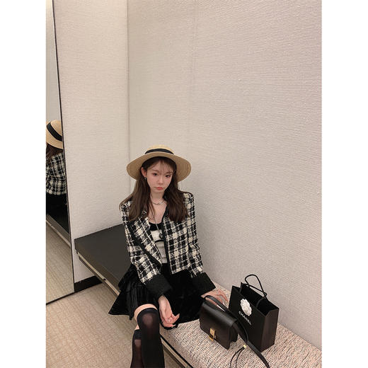 金蘑菇菇 布契拉提 / 小香风格子外套女+设计感白衬衫气质两件套 商品图1