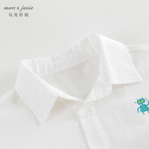 马克珍妮男童机器人棉麻短袖衬衫儿童衬衣上衣2024夏装新款240528 商品图2