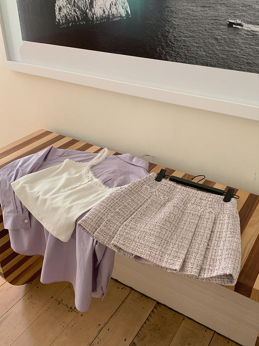 奶灰/紫色半裙 金蘑菇菇 奶香冷翠 防晒三件套/ 甜辣少女防晒衬衫吊带短裙套装夏 商品图1