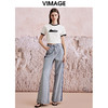 VIMAGE纬漫纪夏季新款时尚百搭打底舒适撞色短款T恤女V2102706 商品缩略图1