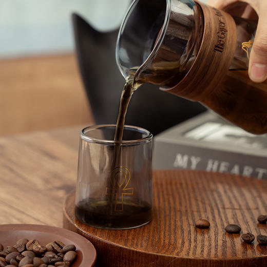 大英博物馆 盖亚·安德森猫系列 烟灰色高硼硅玻璃  一壶两杯 胡桃木手冲咖啡杯壶 套装 手提彩盒 送长辈朋友 节庆礼物 商品图2