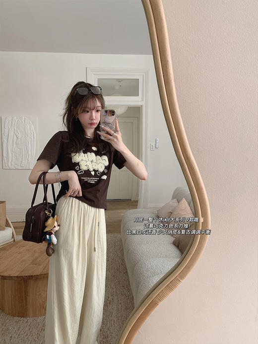 金蘑菇菇  皱皱裤/ 垂感拖地凉凉裤直筒宽松休闲防晒长裤女 商品图5