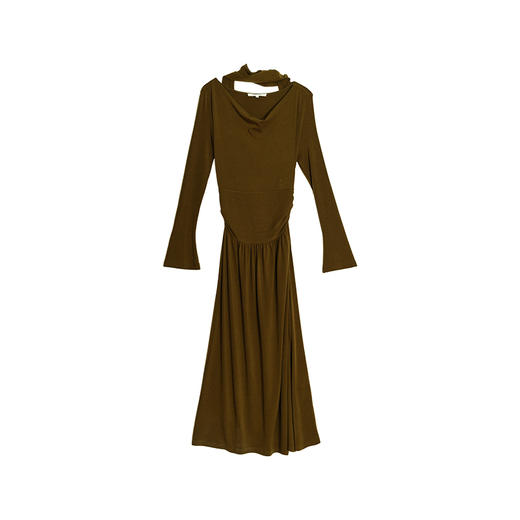 SimpleRetro晚枫落日 法式修身针织连衣裙女长袖气质显瘦a字长裙 商品图4