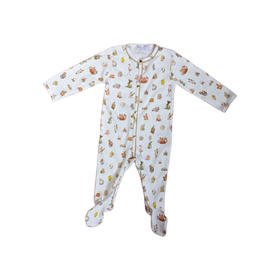 法国Atelier Choux 舒适透气柔软天然艺术印花 金色提花印花 连体衣 3-18m