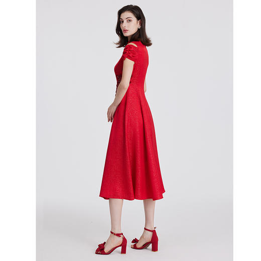 司歌喜庆礼服刺绣短袖连衣裙A891154X 商品图2