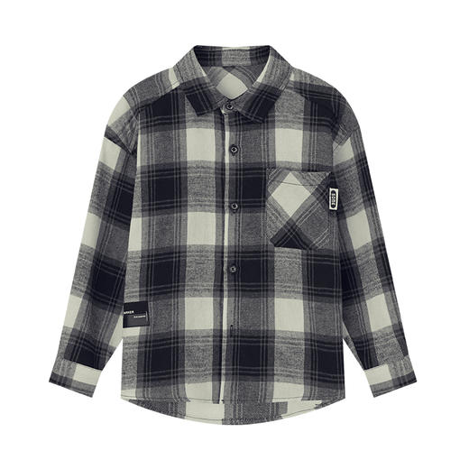 【团购价69.9】多多家男童格纹衬衫春秋季纯棉休闲儿童衬衣2024新款翻领男孩上衣9078 商品图3