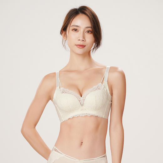 都市丽人舒软挺塑柔型杯轻塑塑身内衣女蕾丝AB杯适穿3/4杯A加加厚B中厚文胸无钢圈三排扣LJ44B1 商品图1