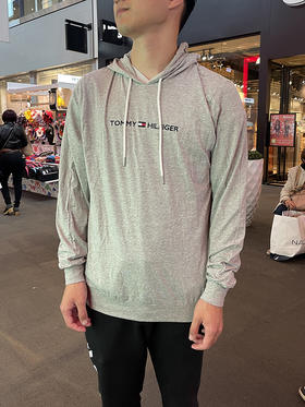 Tommy Hilfiger/汤米 男士棉混纺休闲简约刺绣连帽套头卫衣