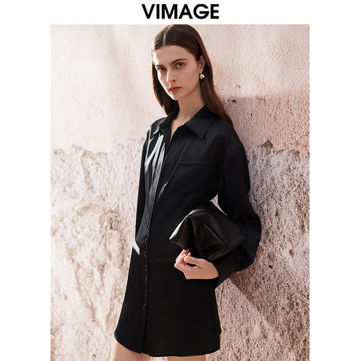 VIMAGE纬漫纪春季新款百搭显瘦衬衫连衣裙V2107737 商品图1