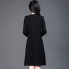 QYM-53408新中式假两件连衣裙黑色高腰长袖时尚气质优雅女装春装新款A字裙 商品缩略图2