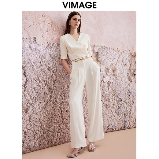 VIMAGE纬漫纪春季新款时尚显瘦小众设计纯色薄短外套V2103714 商品图1