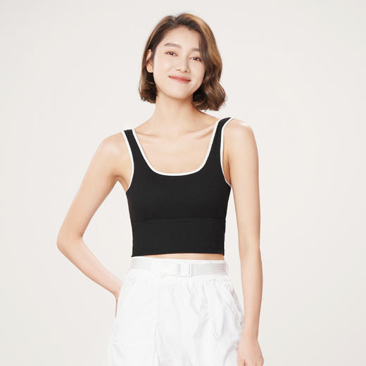 都市丽人抹胸女罗纹棉背心无尺码固定模杯长抹胸棉质长抹胸无钢圈无排扣LV42A4 商品图3