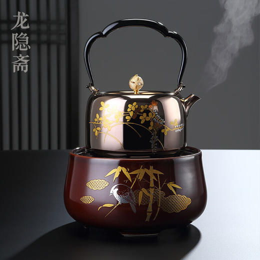 厂家直发/龙隐斋 【金光釉】古铜地竹鸟电陶炉家用功夫茶具烧水煮茶炉小型静音电茶炉泡茶专用茶炉 商品图3