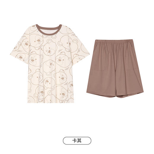 都市丽人都市锋尚舒适外出春夏睡衣男32支CVC单面家居服薄款短袖短裤男士套装FH42A6 商品图12