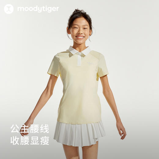 【24年夏新品】【高尔夫系列】moodytiger女童运动polo衫24年春新款拼接透气上衣	 41214105 商品图2