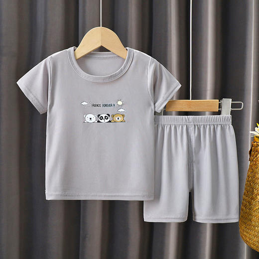 【49.9元任选2套】春夏新款中大童半袖短裤两件套 儿童冰丝短袖短裤套装 休闲裤套装 商品图2