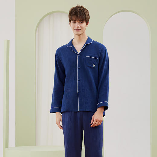 【A类婴儿级面料 全棉双层绉纱情侣款 家居服睡衣】100%新疆长绒棉 非常的软哦！穿上身像羽毛般轻柔，高透气高吸湿，这个春夏就穿他! 商品图4