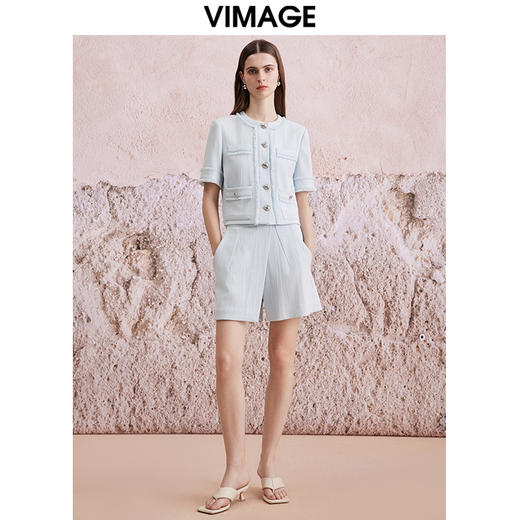 VIMAGE纬漫纪春季新款时尚气质小香风短外套V2103713 商品图1