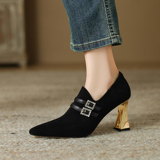 【预售5天】优雅百搭，羊猄皮尖头高跟深口单鞋FDME&FD8270 商品图7