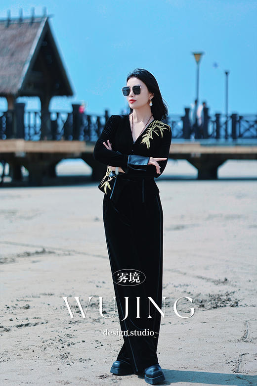 【雾境定制】黑金锦竹高级感新中式拼皮刺绣上衣外套  3203095 商品图4