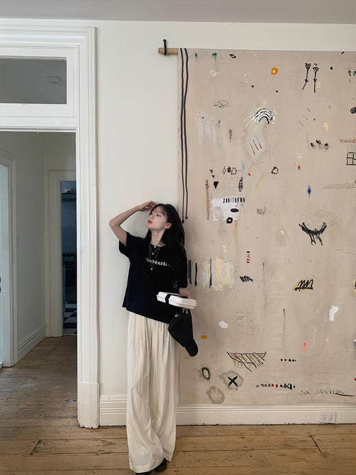 金蘑菇菇  皱皱裤/ 垂感拖地凉凉裤直筒宽松休闲防晒长裤女 商品图1