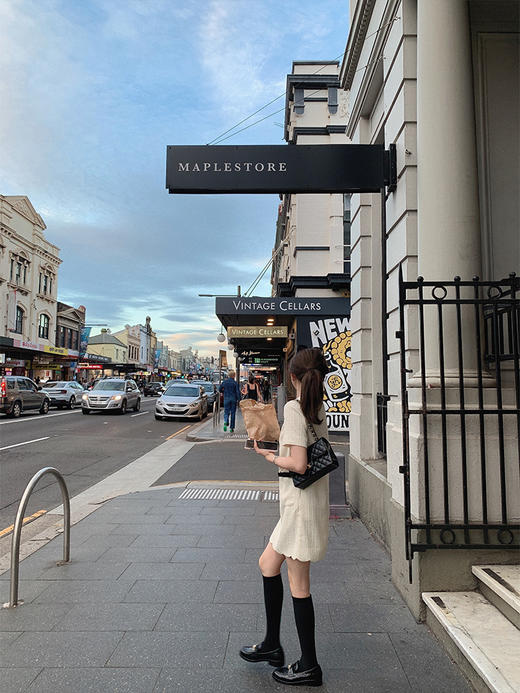 XS码 金蘑菇菇 日落时分daily裙裙/ 通勤直筒圆领连衣裙 商品图2