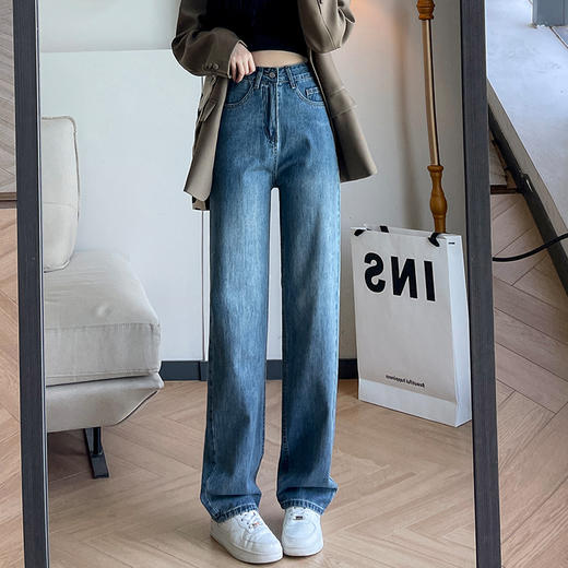 心选丨高腰复古阔腿牛仔裤 宽松直筒裤型，显瘦百搭、更显腿长、适合各种腿型 商品图6
