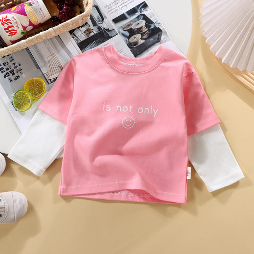 【59元任选2件】2024春款童T桖假两件 纯棉长袖打底衫 男女童宝宝卫衣春季童装 商品图1