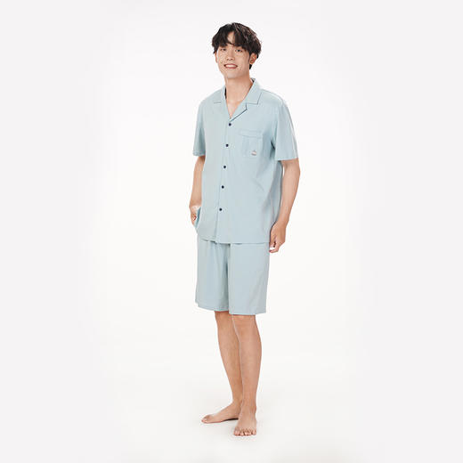 都市丽人都市锋尚好睡好眠春夏睡衣男凉感无尘棉家居服薄款短袖短裤男士无尘棉套装FH40A3 商品图4