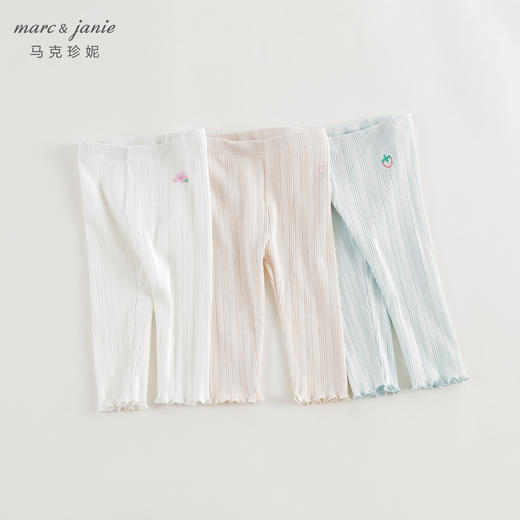 马克珍妮女童小花波浪花边弹力打底裤儿童裤子2024春夏新款240736 商品图0