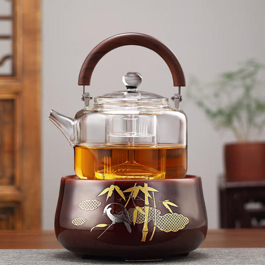 厂家直发/龙隐斋 【金光釉】古铜地竹鸟电陶炉家用功夫茶具烧水煮茶炉小型静音电茶炉泡茶专用茶炉 商品图1