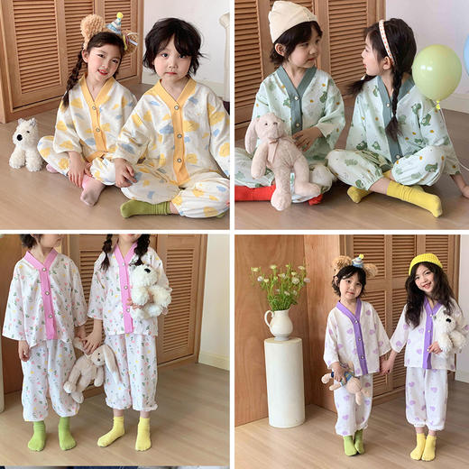 【39/套】新款儿童家居服套装男女童宽松薄款睡衣宝宝韩版空调服两件套聚 商品图0