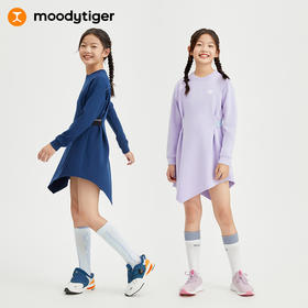 【专属】moodytiger儿童连衣裙24年春季新款女童长袖运动休闲连衣裙41211904